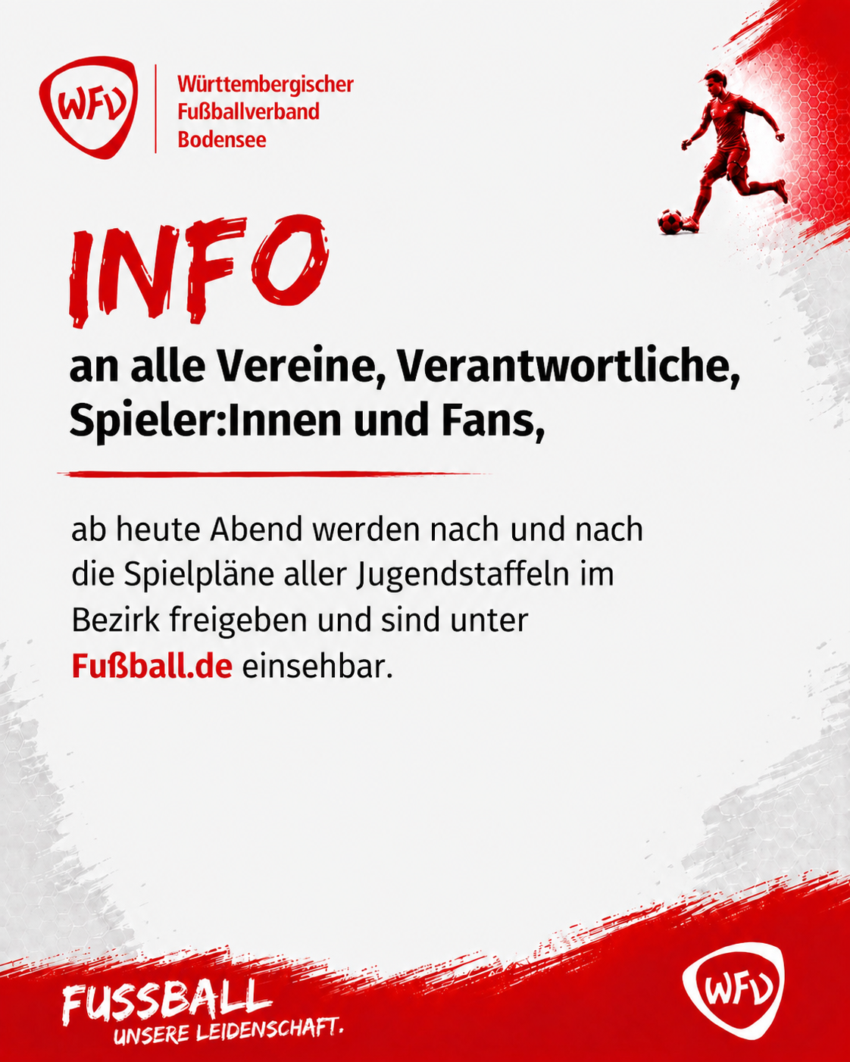 Freiugabe der Spielpläne der Jugend 2026_2027